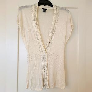 Theory Beaded Sheer Top Size M